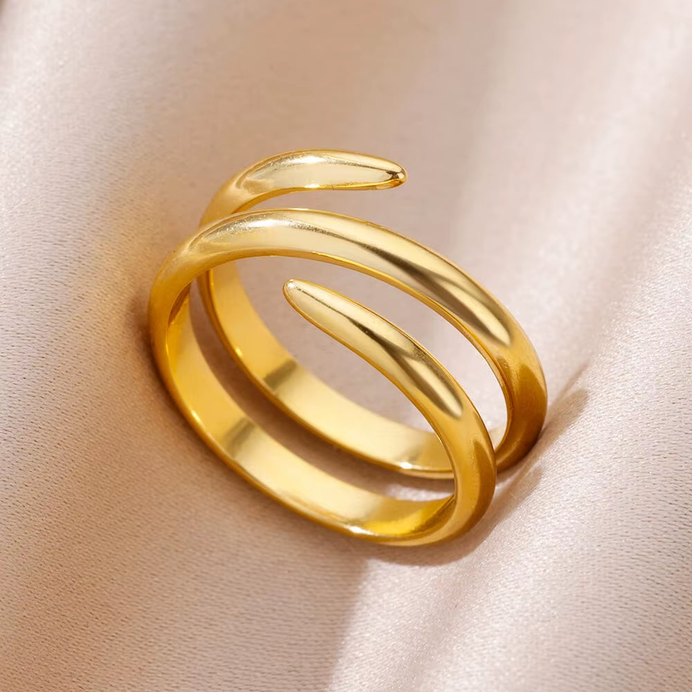 Elegant 316L Stainless Steel Gold Rings for Women - Timeless Luxury Wedding & Fashion Cocktail Ring - Never Fade, Hypoallergenic, Free Shipping