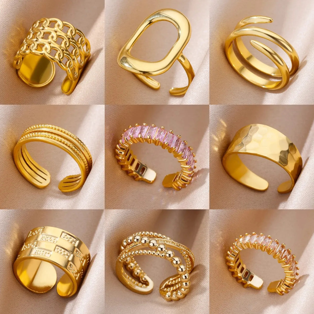 Elegant 316L Stainless Steel Gold Rings - Add any 2 to your basket and get 1 FREE