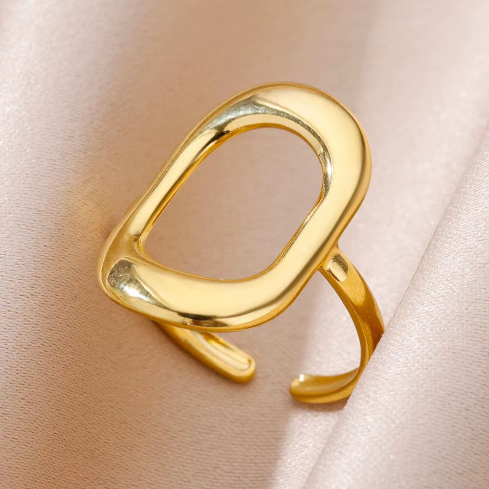Elegant 316L Stainless Steel Gold Rings for Women - Timeless Luxury Wedding & Fashion Cocktail Ring - Never Fade, Hypoallergenic, Free Shipping